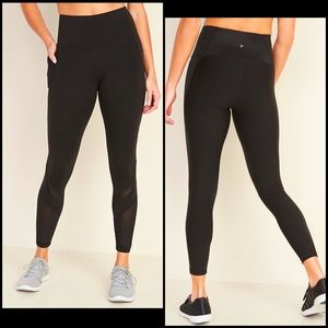 ON Black Elevate High-Rise Go-Dry Side-Pocket Mesh Compression 7/8 Ankle Legging